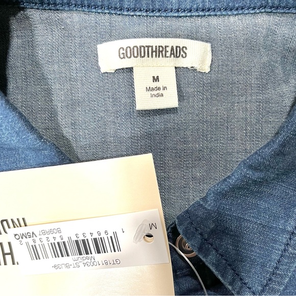 New Goodthreads Denim Button Down Long-Sleeve Shirt - Picture 8 of 10